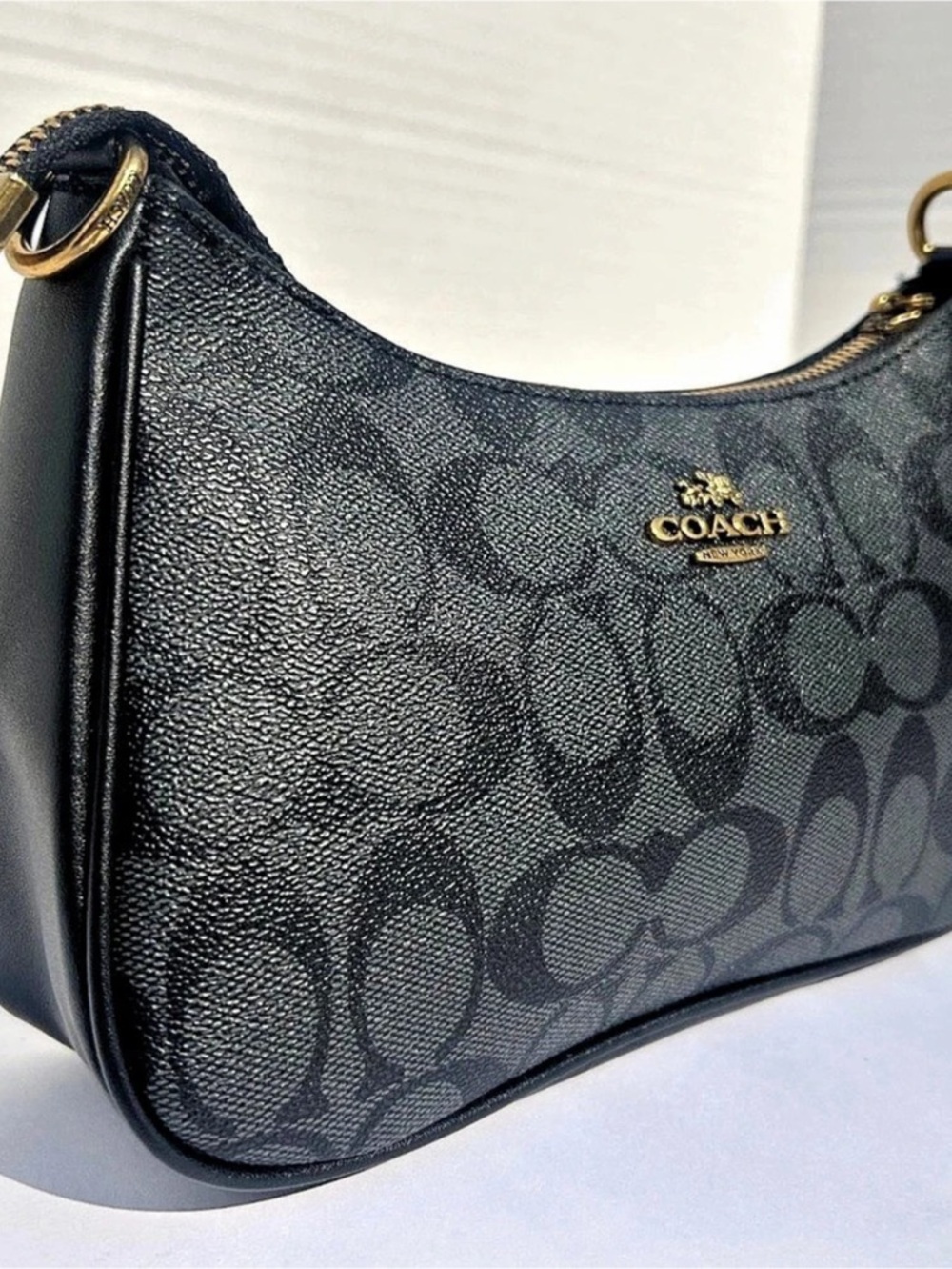 Coach Teri Shoulder Bag In Signature Canvas Black Signature Canvas